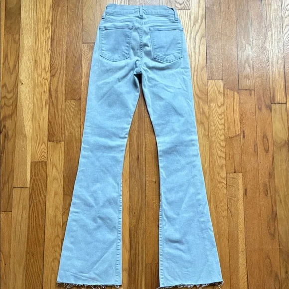 Frame Le High Flare Jeans 25 Light Wash Stretch Raw Hem Boho High Rise - Picture 10 of 14